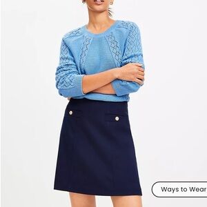 Loft Navy Skirt with gold buttons